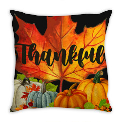 Happpy Thanksgiving Day Autumn Fall Maple Leaves Thankful Throw Pillow Designed By Toyou2me0921
