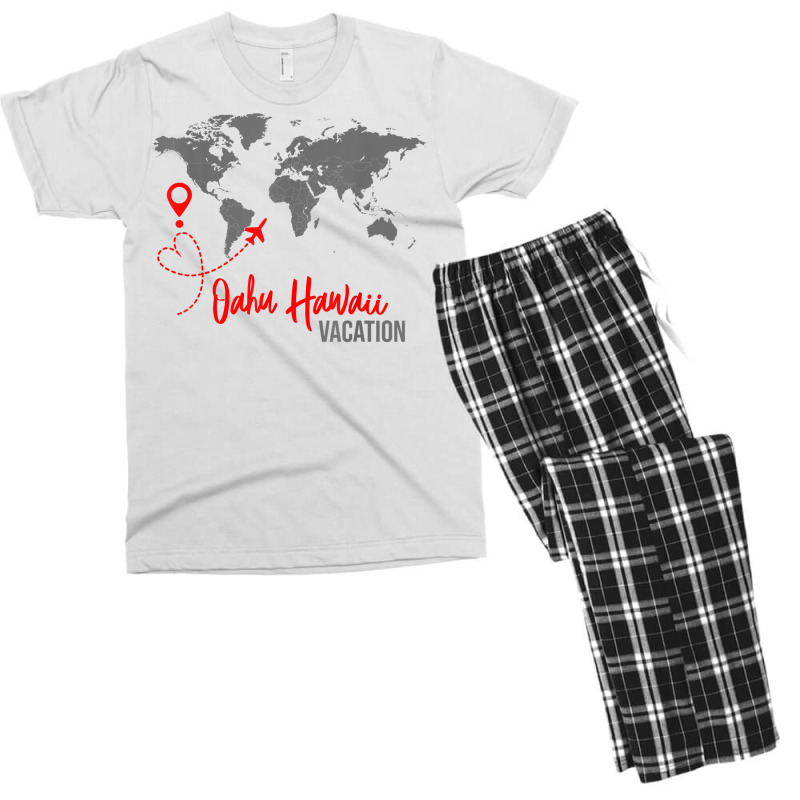 World Map  Oahu Hawaii Map Matching Family Vacation T Shirt Men's T-shirt Pajama Set | Artistshot