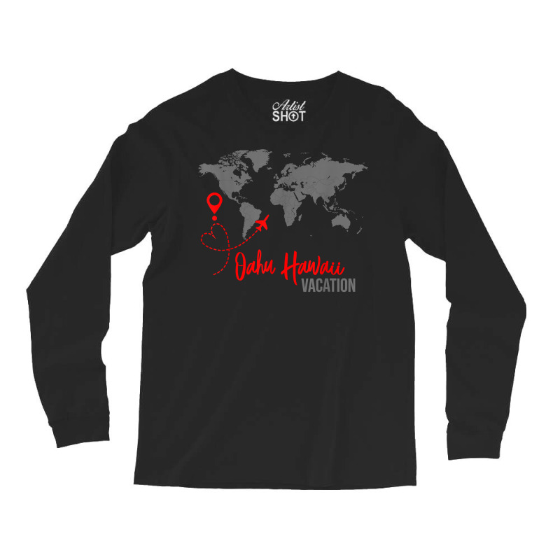 World Map  Oahu Hawaii Map Matching Family Vacation T Shirt Long Sleeve Shirts | Artistshot