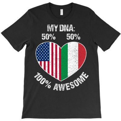 Italy America Flag Heart T-shirt Designed By Bariteau Hannah