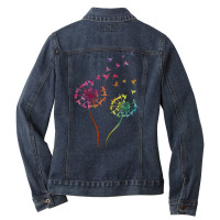 Flower Dandelion Hummingbird T  Shirt Tie Dye Dandelion Hummingbird Fl Ladies Denim Jacket | Artistshot