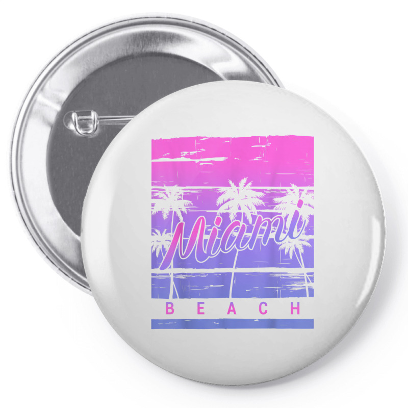 Retro Miami Beach Vintage 80s Summer At The Beach Miami T Shirt Pin 