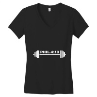 Phil 4 13 Workout For Christian Weightlifter Funny Gift Women's V-neck T-shirt | Artistshot