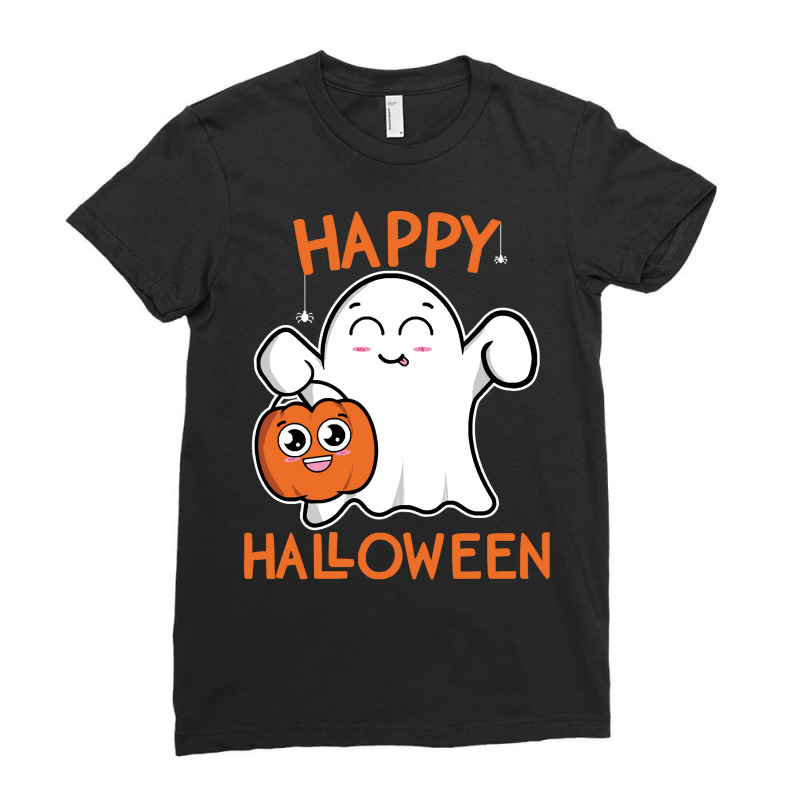 Skeleton T Shirthappy Halloween Ghost Kids Costume Trick Or Treat Prod Ladies Fitted T-Shirt by dovie97587 | Artistshot