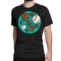 Baseball With Sunflower Round Earrings Classic T-shirt | Artistshot