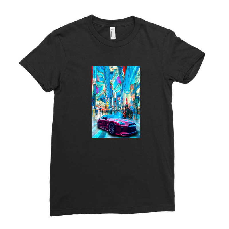 Tokyo Car Synthwave Ladies Fitted T-Shirt by Jeff_Nugroho | Artistshot