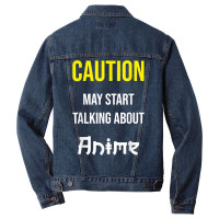 Caution   May Start Talking About Anime T Shirt Men Denim Jacket | Artistshot