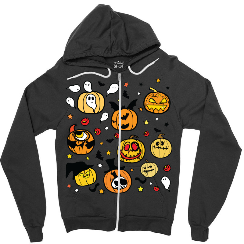 Halloween Pumpkins Face T  Shirt Halloween Pumpkin Lanterns T  Shirt Zipper Hoodie | Artistshot