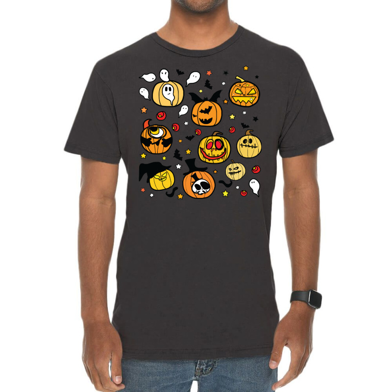 Halloween Pumpkins Face T  Shirt Halloween Pumpkin Lanterns T  Shirt Vintage T-shirt | Artistshot