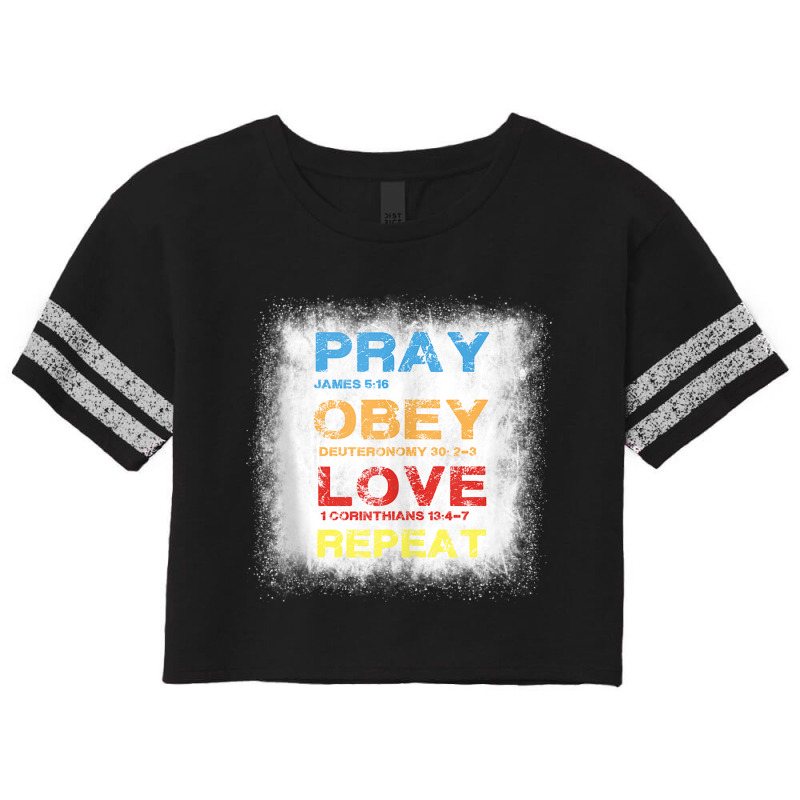 Pray Obey Love Repeat - Bible Verse - Christian Bible Quote Funny Gift Scorecard Crop Tee by Aria-Proctor | Artistshot