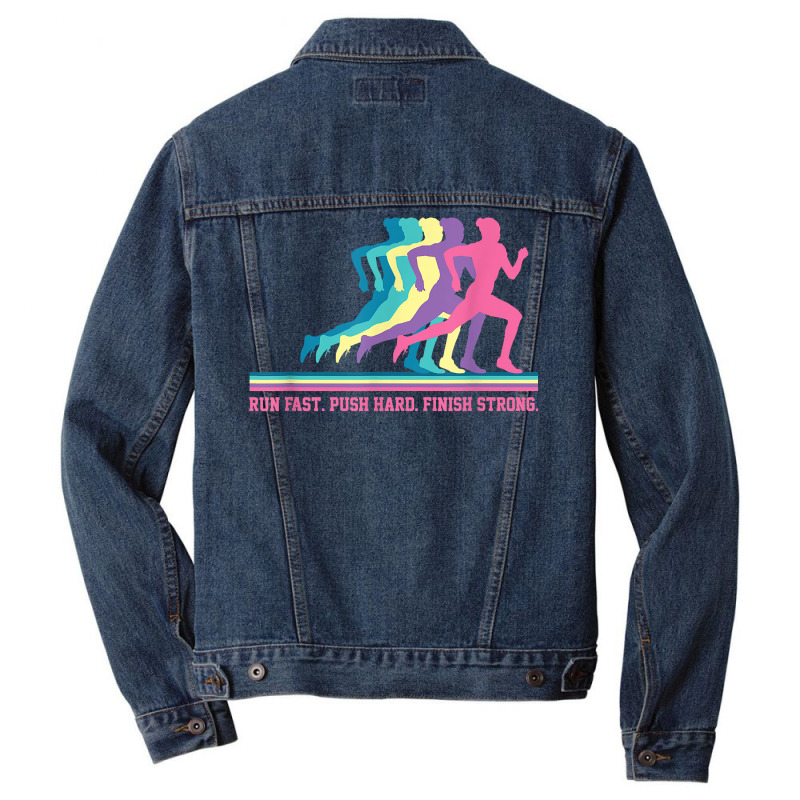 Women Running Track & Field Runner Motivational Training T Shirt Men Denim Jacket by ovarddmjipsonmfg | Artistshot