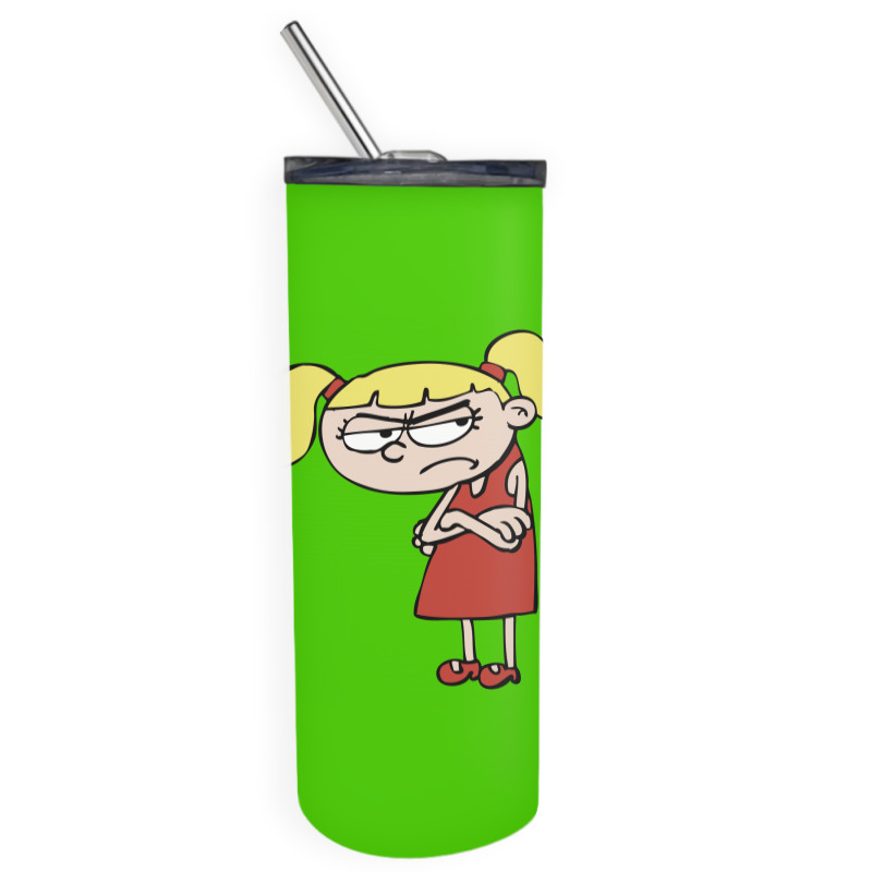 Angry Little Girl With Blonde Hair Skinny Tumbler | Artistshot