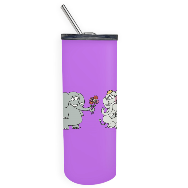 Elephant Gives Flowers To His Lover 01 01 Skinny Tumbler | Artistshot