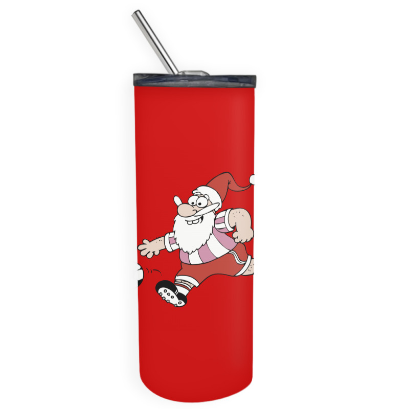 Santa Claus Is Playing Football Skinny Tumbler | Artistshot