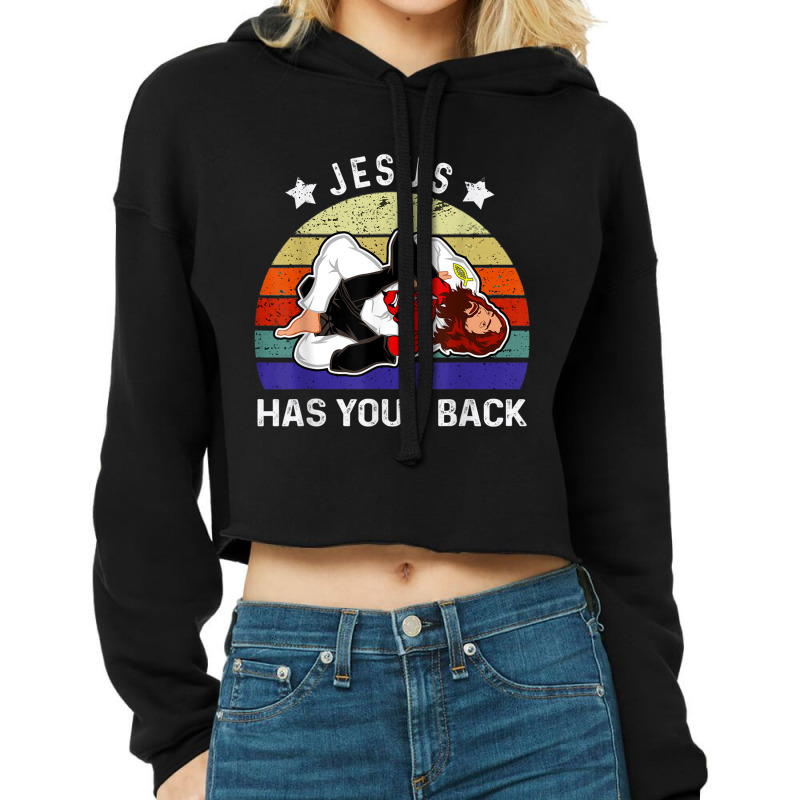 Brazilian Jiu Jitsu  Jesus  Jesus Has Your Back Cropped Hoodie by TyDesign | Artistshot