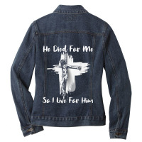 Christian Bible Verse - Jesus Died For Me Ladies Denim Jacket | Artistshot