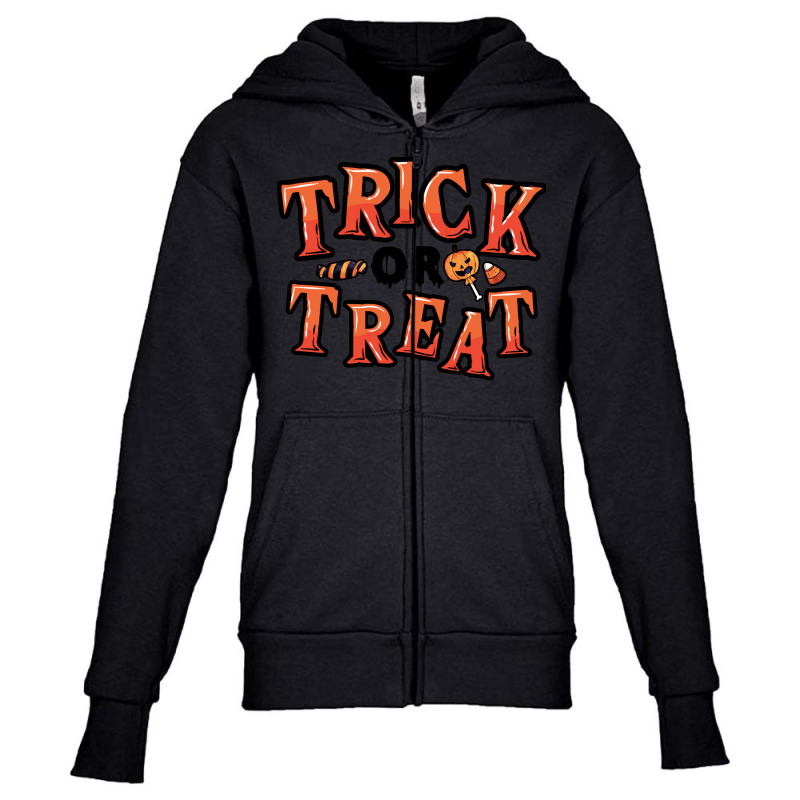 Trick Or Treat T Shirtcute Trick Or Treat Halloween Candy Sweets Costu Youth Zipper Hoodie | Artistshot