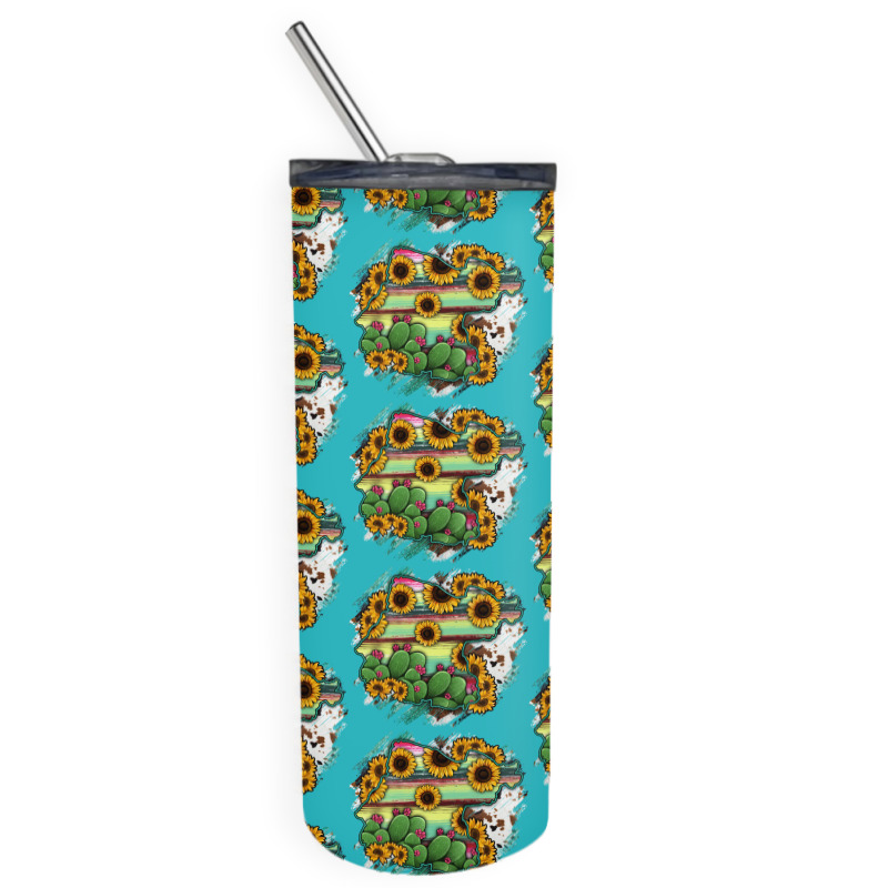 Guanajuato Sunflower Serape Map Skinny Tumbler | Artistshot