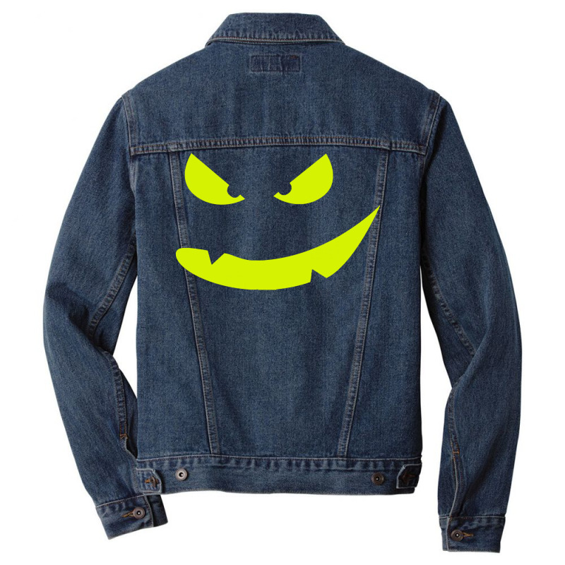 Halloween T  Shirt Big Scary Slime In Black Smiling Halloween Pumpkin Men Denim Jacket | Artistshot