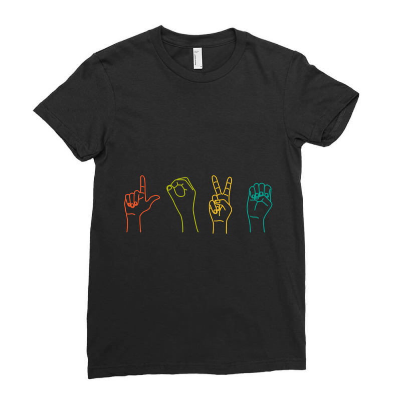 Love Asl Sign Language Alphabet Valentines Day Gift Idea Ladies Fitted T-Shirt by bakien89 | Artistshot