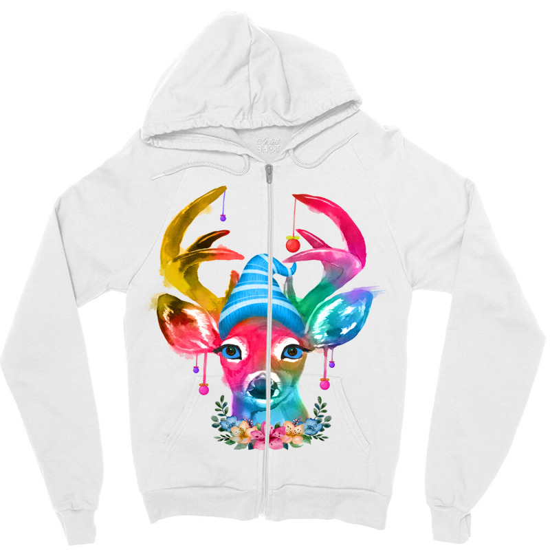 Christmas Deer Zipper Hoodie | Artistshot