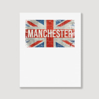 Manchester England United Kingdom British Flag Vintage T Shirt Portrait Canvas Print | Artistshot