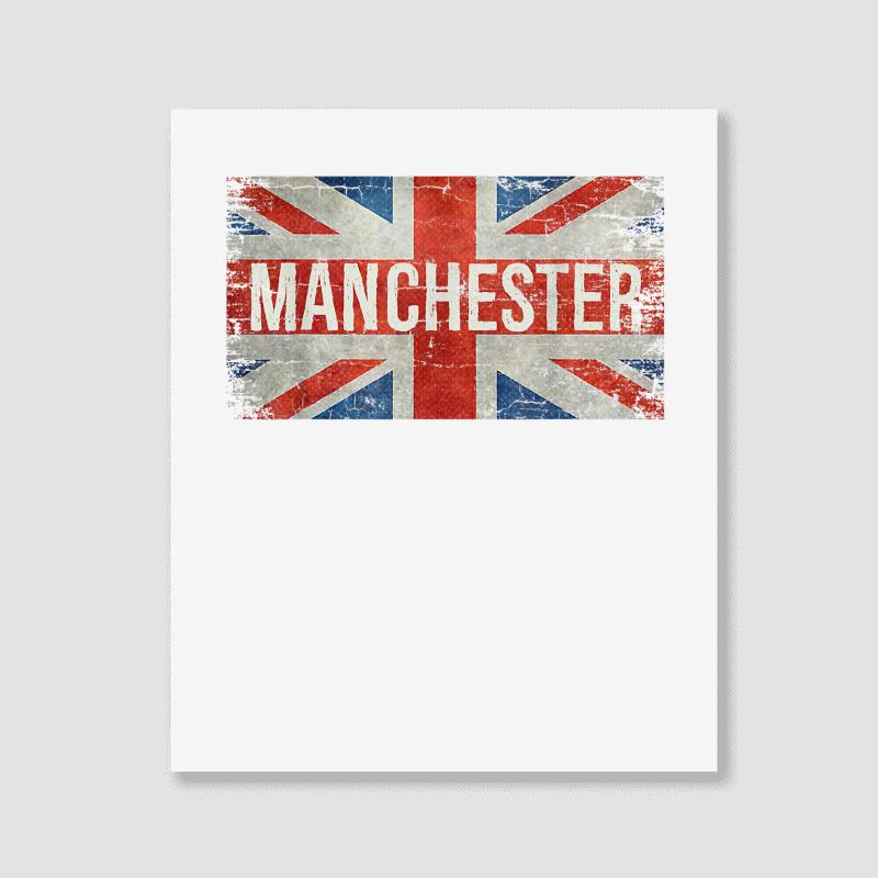 Manchester England United Kingdom British Flag Vintage T Shirt Portrait Canvas Print | Artistshot