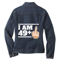 Milestone 50th Birthday ,  Gag Bday Joke Gift Idea 49+1 Ladies Denim Jacket | Artistshot