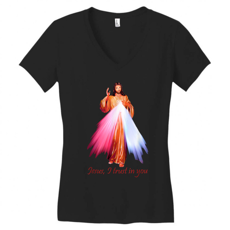 Divine Mercy Transparent Background. Jesus I Trust In You Women's V-Neck T-Shirt by TyDesign | Artistshot