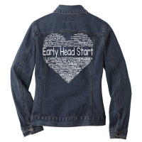 Team Early Head Start Heart Back To School Funny Teacher T Shirt Ladies Denim Jacket | Artistshot