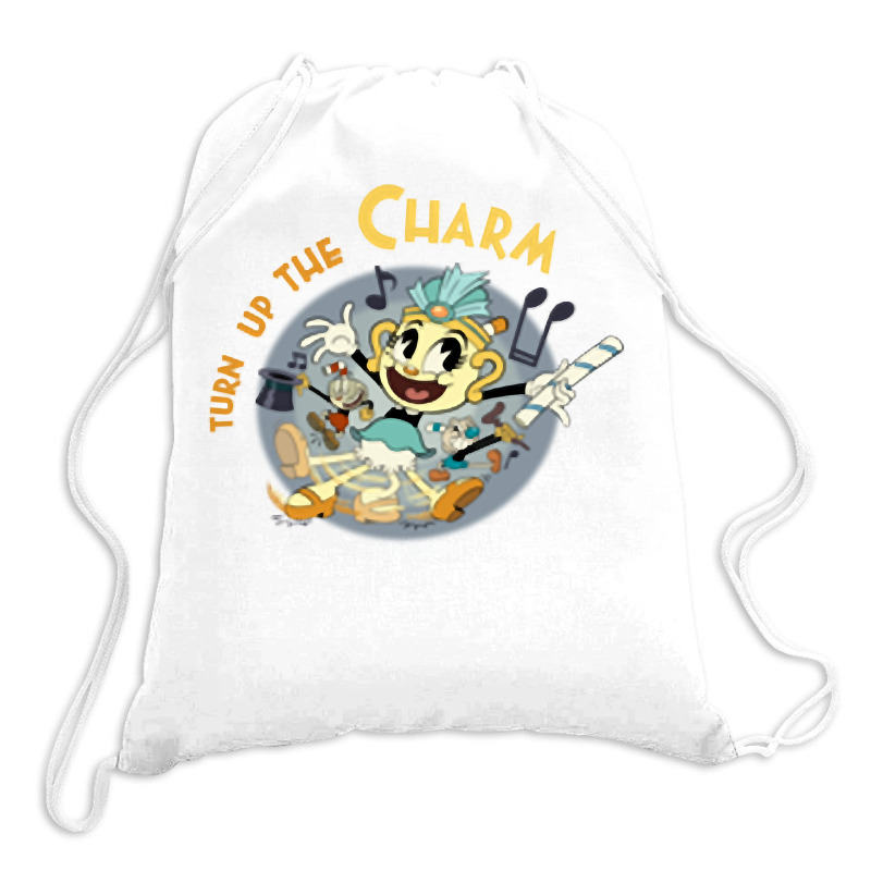 Custom Cuphead Show! Ms. Chalice Turn Up The Charm Pullover Hoodie  Drawstring Bags By Cm-arts - Artistshot