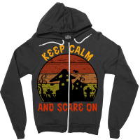 Halloween T  Shirt Funny Halloween Keep Calm And Scare On T  Shirt Zipper Hoodie | Artistshot