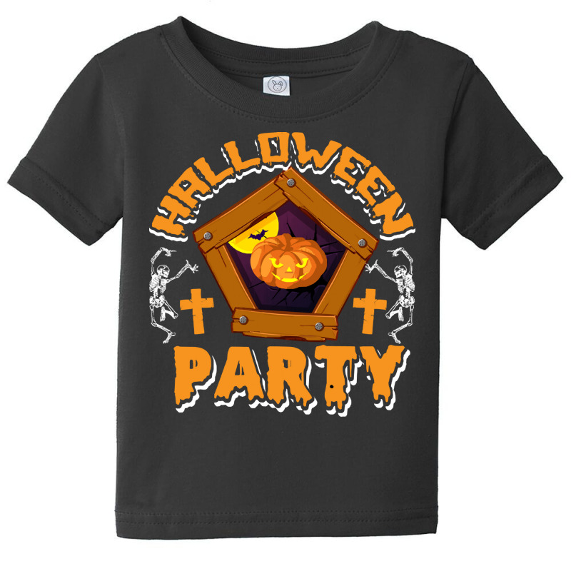 Halloween T  Shirt Funny Halloween Party Skeletons Pumpkin Frame Costu Baby Tee | Artistshot