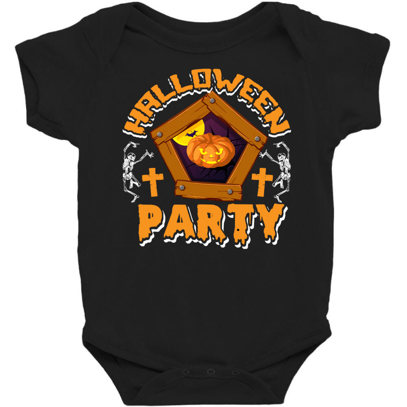 Halloween T  Shirt Funny Halloween Party Skeletons Pumpkin Frame Costu Baby Bodysuit | Artistshot