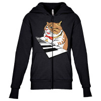 Cat Playing The Piano Funny Pianist Musician Art T Shirt Youth Zipper Hoodie | Artistshot