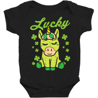 Lucky Unicorn Shamrock St Patricks Day Animal Girls Gift T Shirt Baby Bodysuit | Artistshot