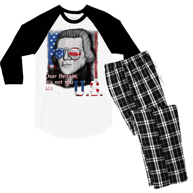 Thomas Jefferson Founding Father   Usa Flag 4th July T Shirt Men's 3/4 Sleeve Pajama Set | Artistshot