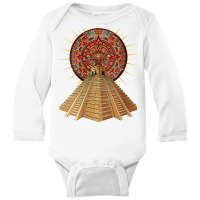 Womens Ancient Sacred Mayan Aztec Calendar Pyramid Geometry V Neck T S Long Sleeve Baby Bodysuit | Artistshot