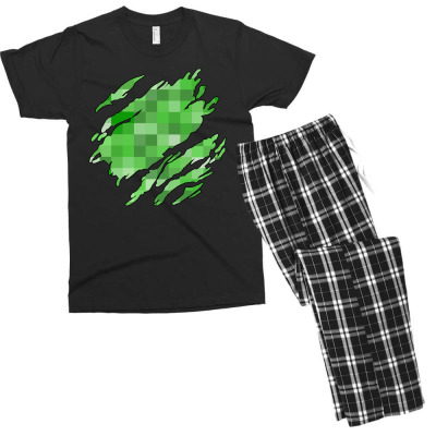 Minecraft Creeper Men's T-shirt Pajama Set Designed By Sengul