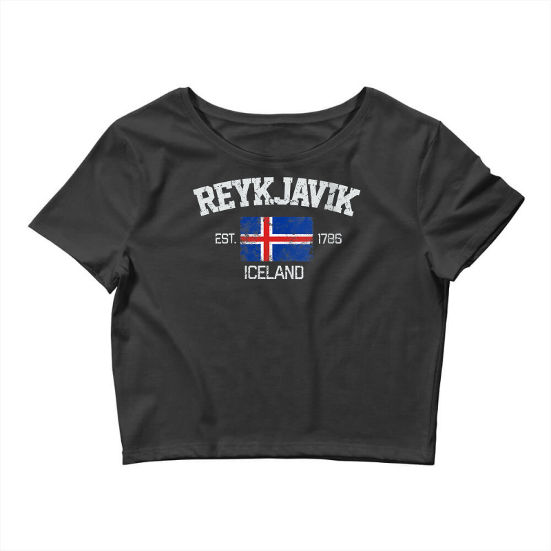 Womens Vintage Reykjavik Iceland Souvenir Gift V Neck T Shirt Crop Top by ybarboof | Artistshot