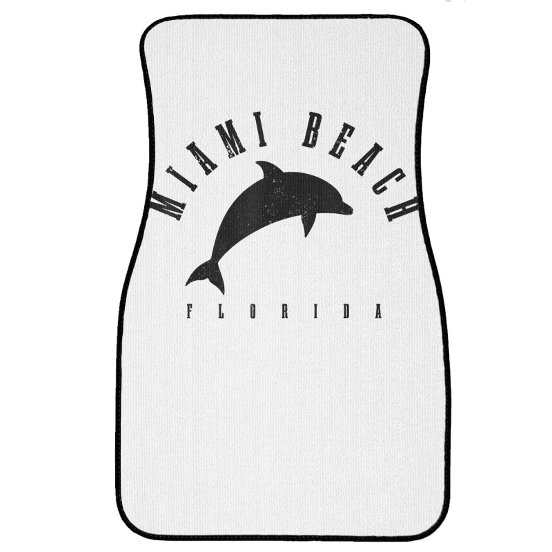 Miami Beach Florida Fl Vintage Surf Dolphin Vacation T Shirt Front Car Mat | Artistshot