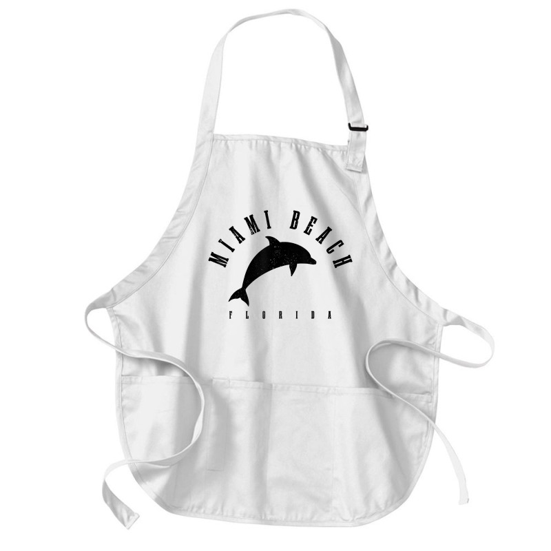 Miami Beach Florida Fl Vintage Surf Dolphin Vacation T Shirt Medium-length Apron | Artistshot