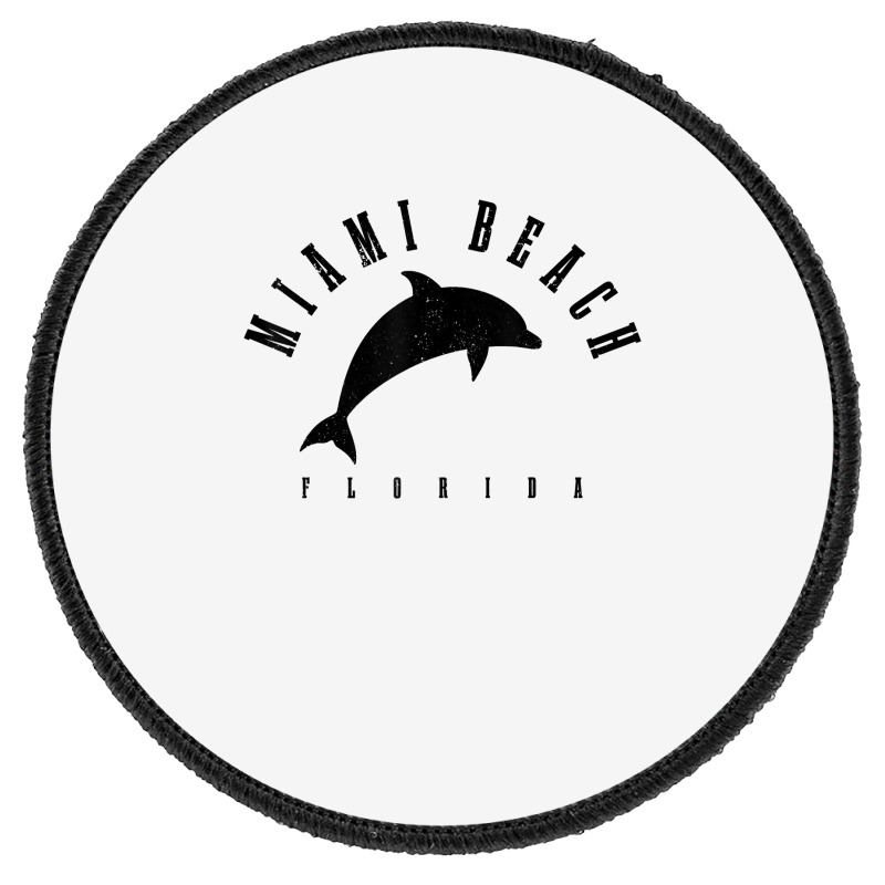 Miami Beach Florida Fl Vintage Surf Dolphin Vacation T Shirt Round Patch | Artistshot