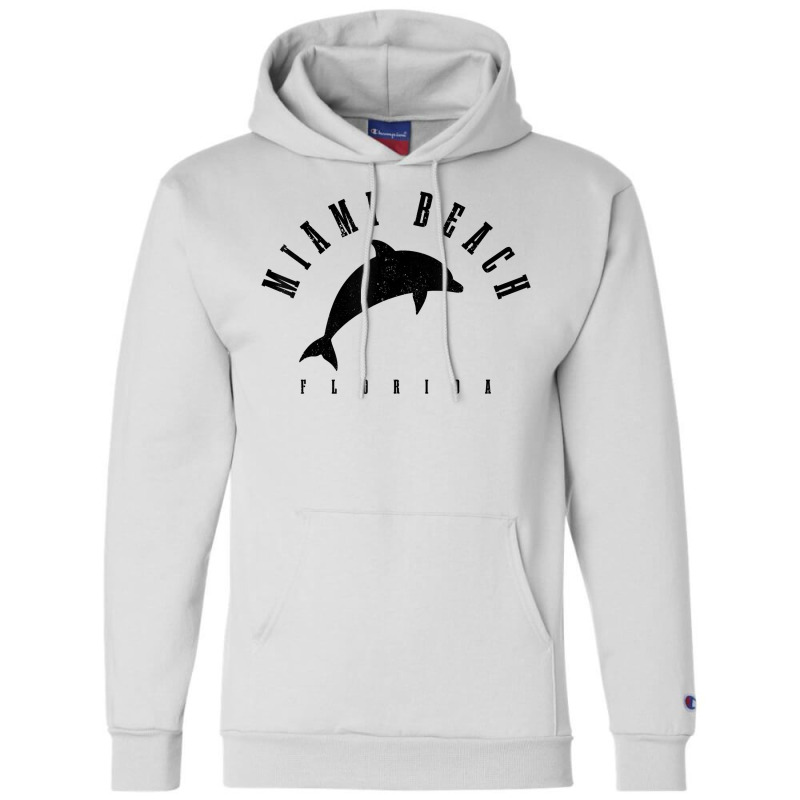 Miami Beach Florida Fl Vintage Surf Dolphin Vacation T Shirt Champion Hoodie | Artistshot