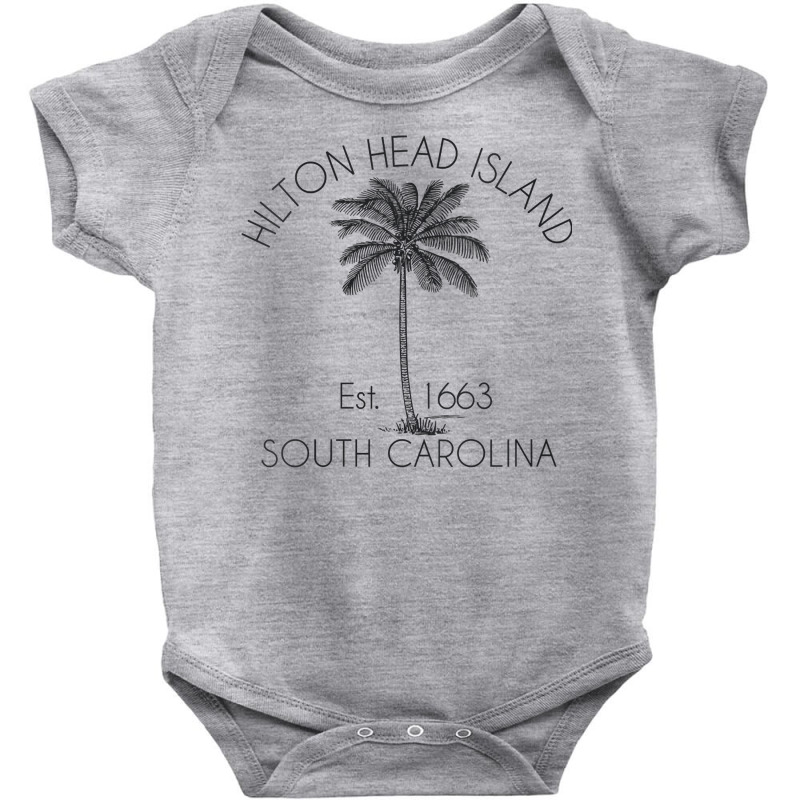 Womens Hilton Head Island Beach Design  Palm Tree Illustration V Neck Baby Bodysuit by BrunkeMiaysia | Artistshot