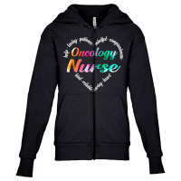 Oncology Nurse Heart Word Cloud Watercolor Rainbow T Shirt Youth Zipper Hoodie | Artistshot