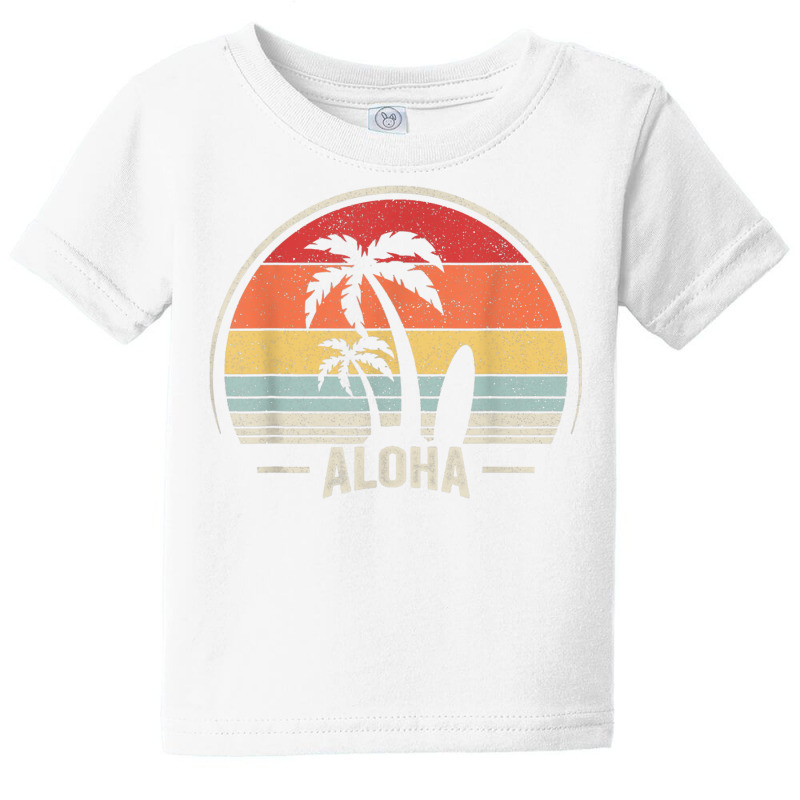 Vintage Retro Aloha Hawaii Hawaiian Island Palm Beach Surf T Shirt Baby Tee by diles | Artistshot