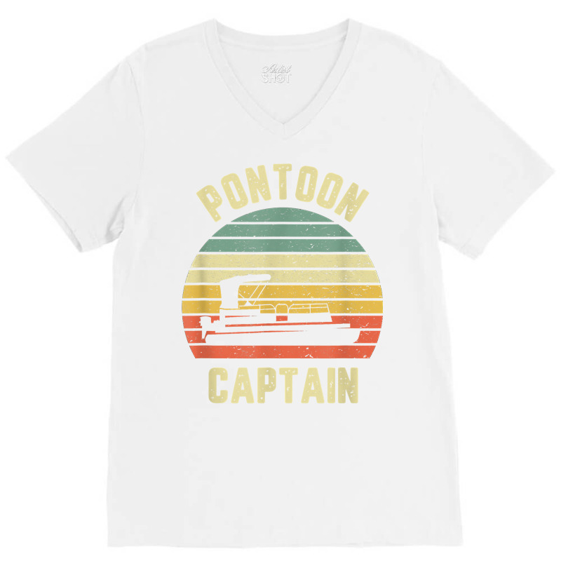 Vintage Pontoon Captain Shirt Funny Pontoon Boat T Shirt V-neck Tee | Artistshot