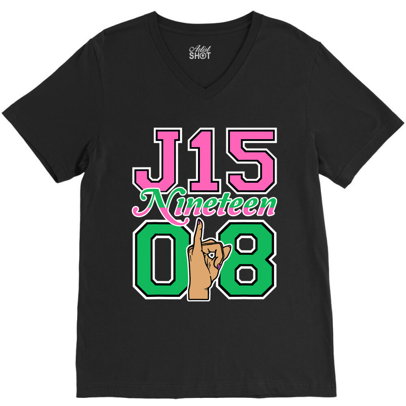 J15 Nineteen 08 Founder's Day Aka Women Hand Sign V-neck Tee | Artistshot