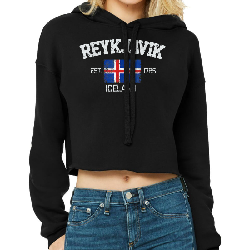 Vintage Reykjavik Iceland Souvenir Gift T Shirt Cropped Hoodie by ybarboof | Artistshot